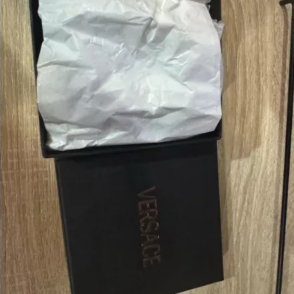 Auth‎ New Leather Versace Cargo AirPods Case  Black and Silver - Picture 5 of 6